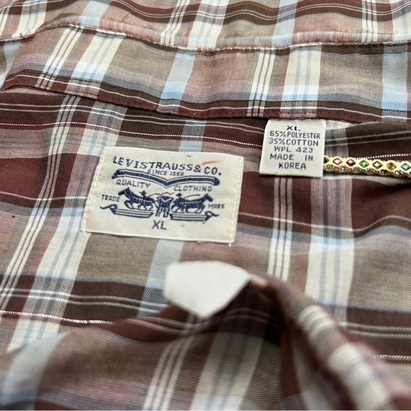Vintage 70s White Tag Levi’s Plaid Western Button Up Shirt - Picture 13 of 14